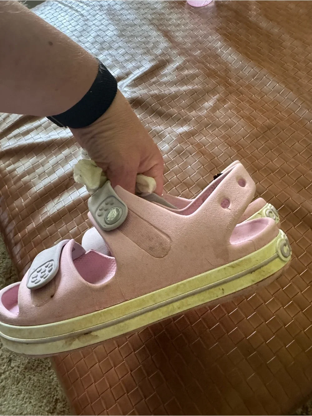 CROCS Kids Pink Sandals with purple Dual Straps